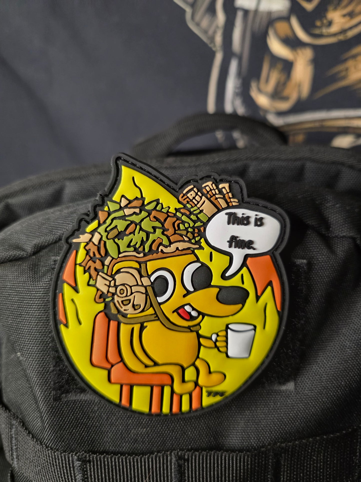 This Is Fine Tactical Patch – Military Meme Morale Patch | Hook & Loop | Funny Soldier Gift | Tactical Gear Humor