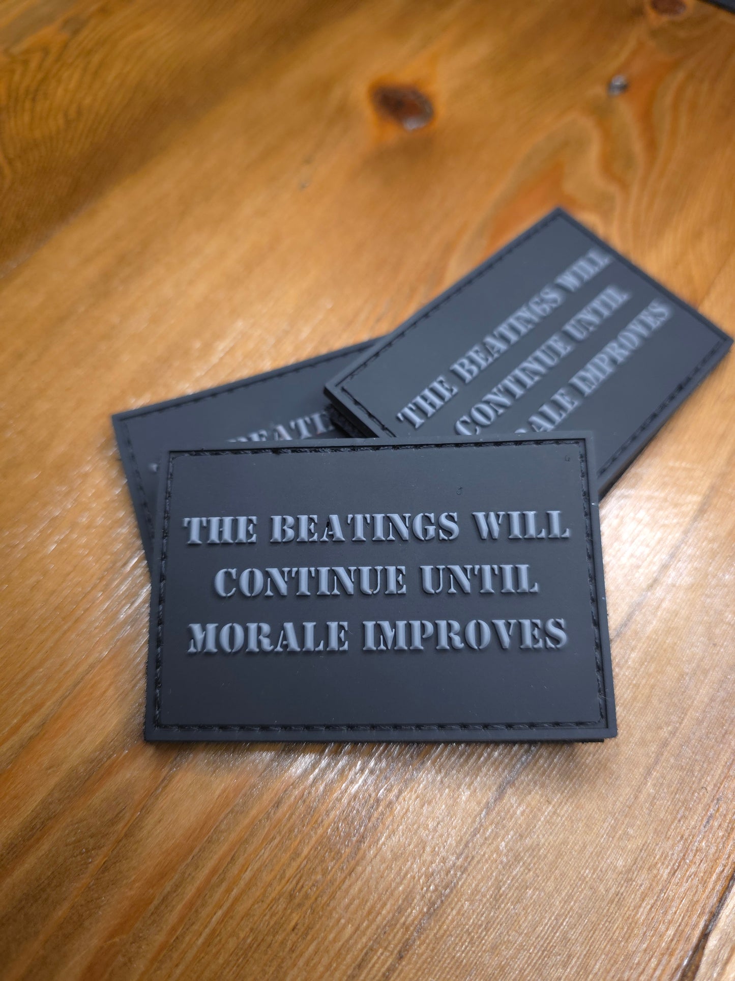 The Beatings Will Continue Until Morale Improves Patch – Tactical PVC Morale Patch – Funny Military Humor Gear