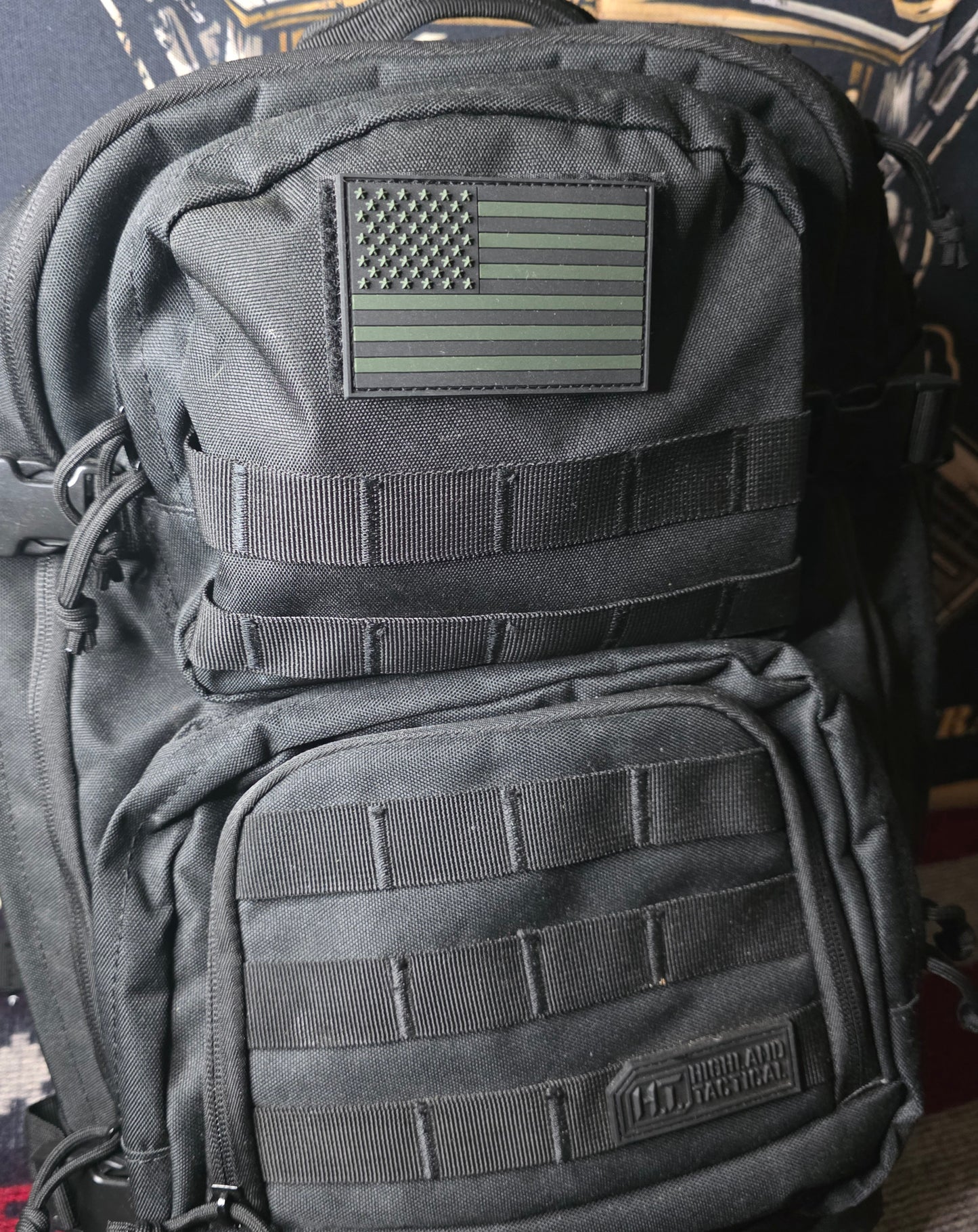 Tactical Subdued U.S. Flag – Black & OD Green Hook and Loop Patch