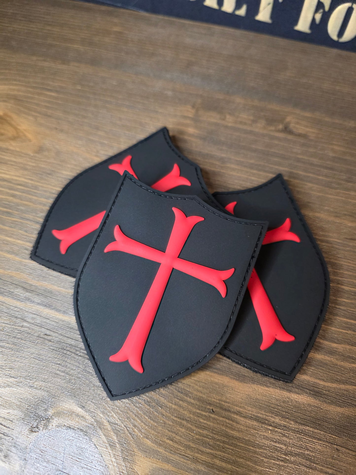 Crusader Shield Patch – Red Cross PVC Morale Patch | Tactical Hook & Loop Emblem for Bags, Vests & Gear