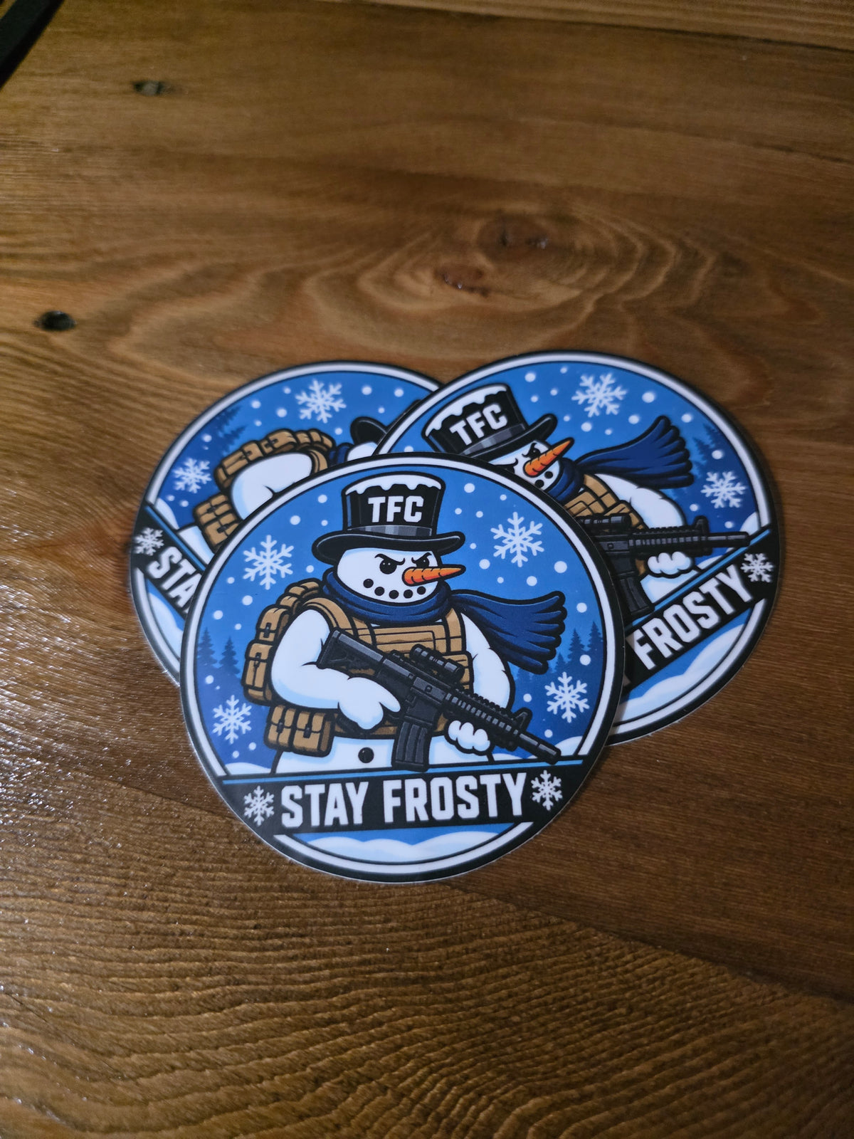 STAY FROSTY | Tactical Snowman Sticker – Military Winter Collection