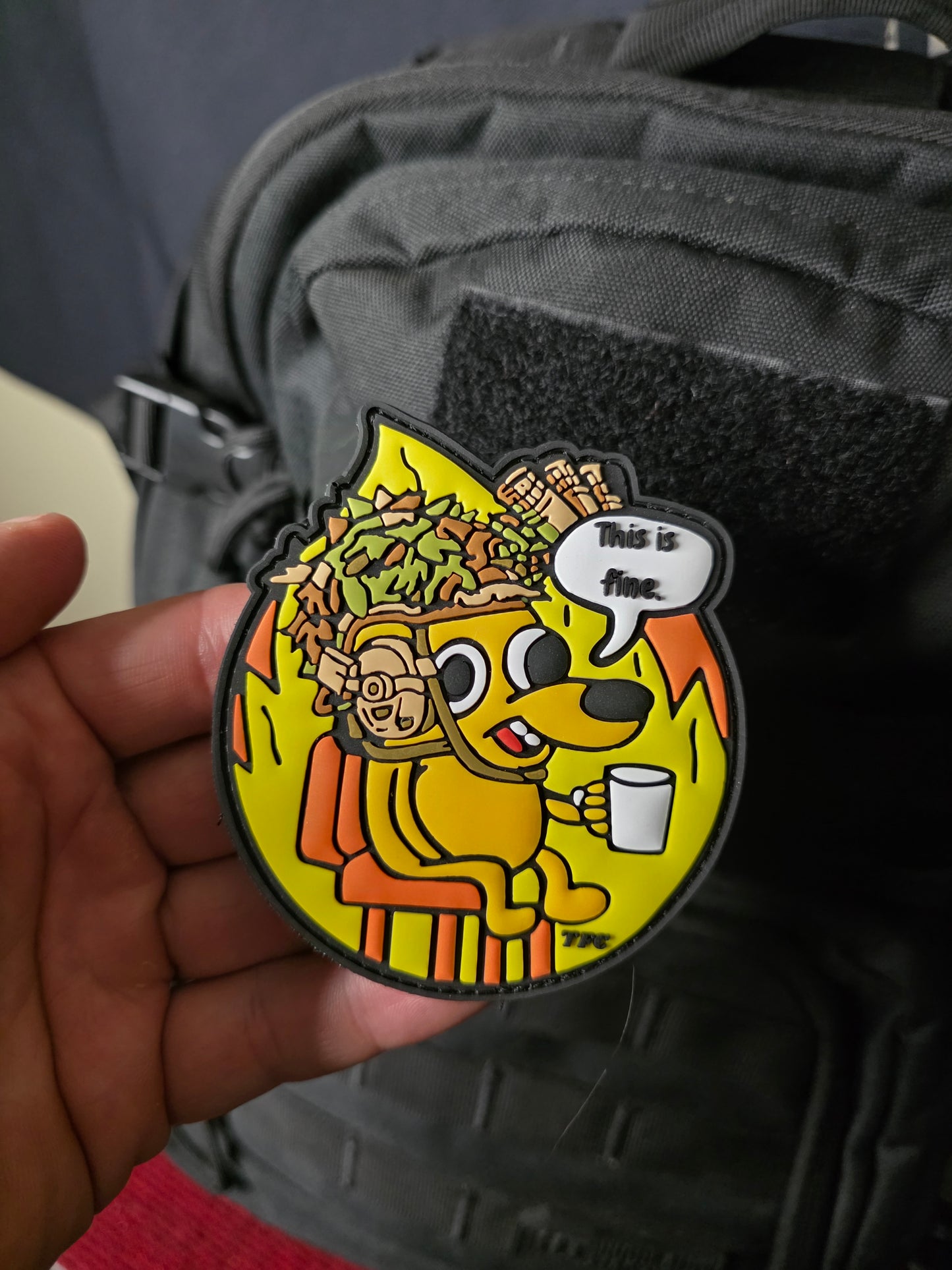This Is Fine Tactical Patch – Military Meme Morale Patch | Hook & Loop | Funny Soldier Gift | Tactical Gear Humor