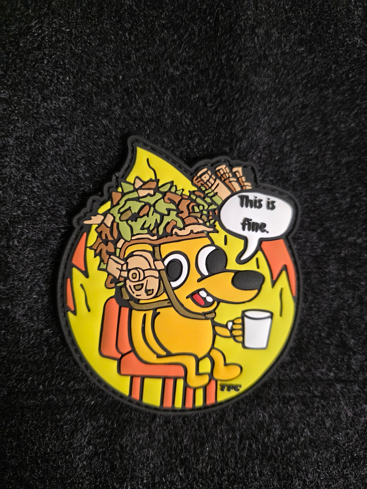 This Is Fine Tactical Patch – Military Meme Morale Patch | Hook & Loop | Funny Soldier Gift | Tactical Gear Humor