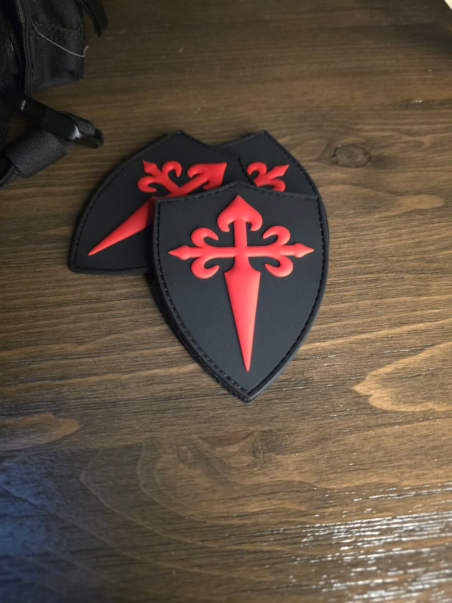 Red Crusader Cross Tactical PVC Patch – Shield Morale Patch – Hook & Loop Backing – Military / EDC Gear