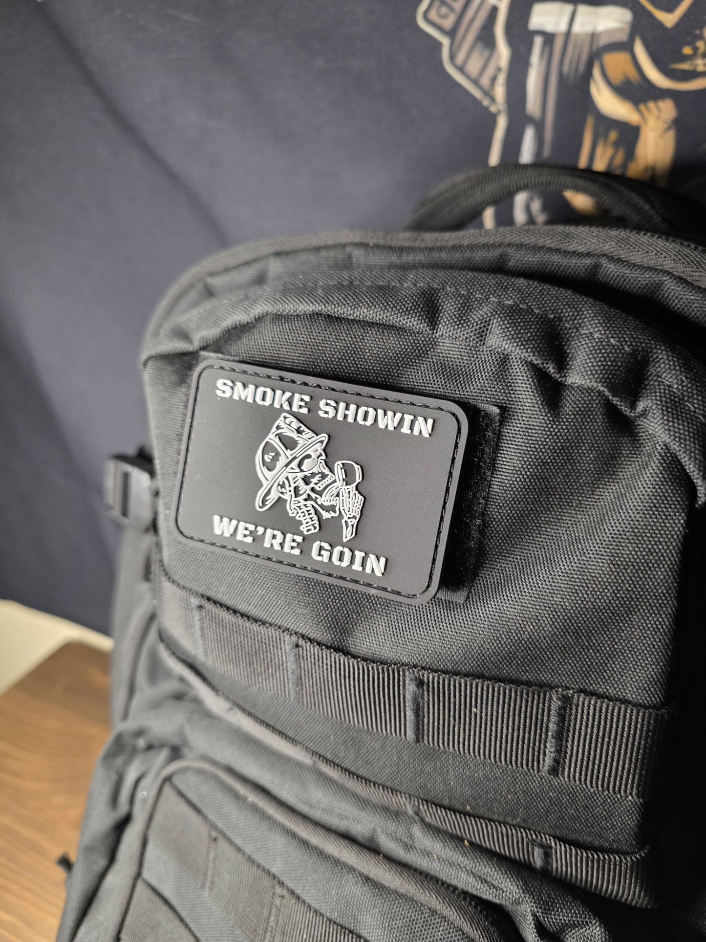 SMOKE SHOWIN Patch – Firefighter Morale Patch | Hook & Loop Backing | Bold Red Tactical Gear for Firefighters, EDC Bags & Gear