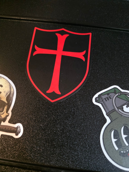 Knights Templar Shield Vinyl Sticker – Red Crusader Cross | 3" x 3"
