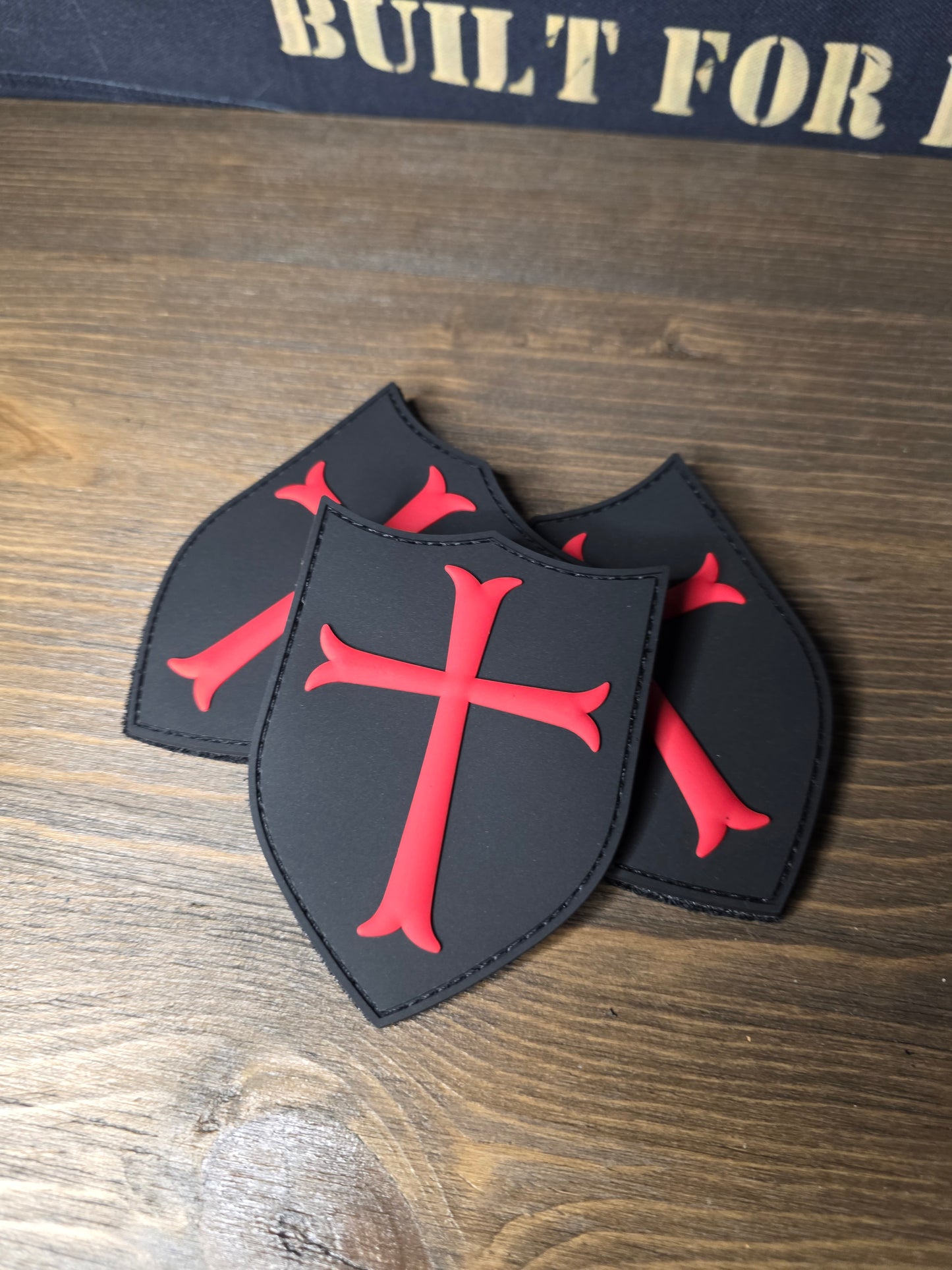 Crusader Shield Patch – Red Cross PVC Morale Patch | Tactical Hook & Loop Emblem for Bags, Vests & Gear