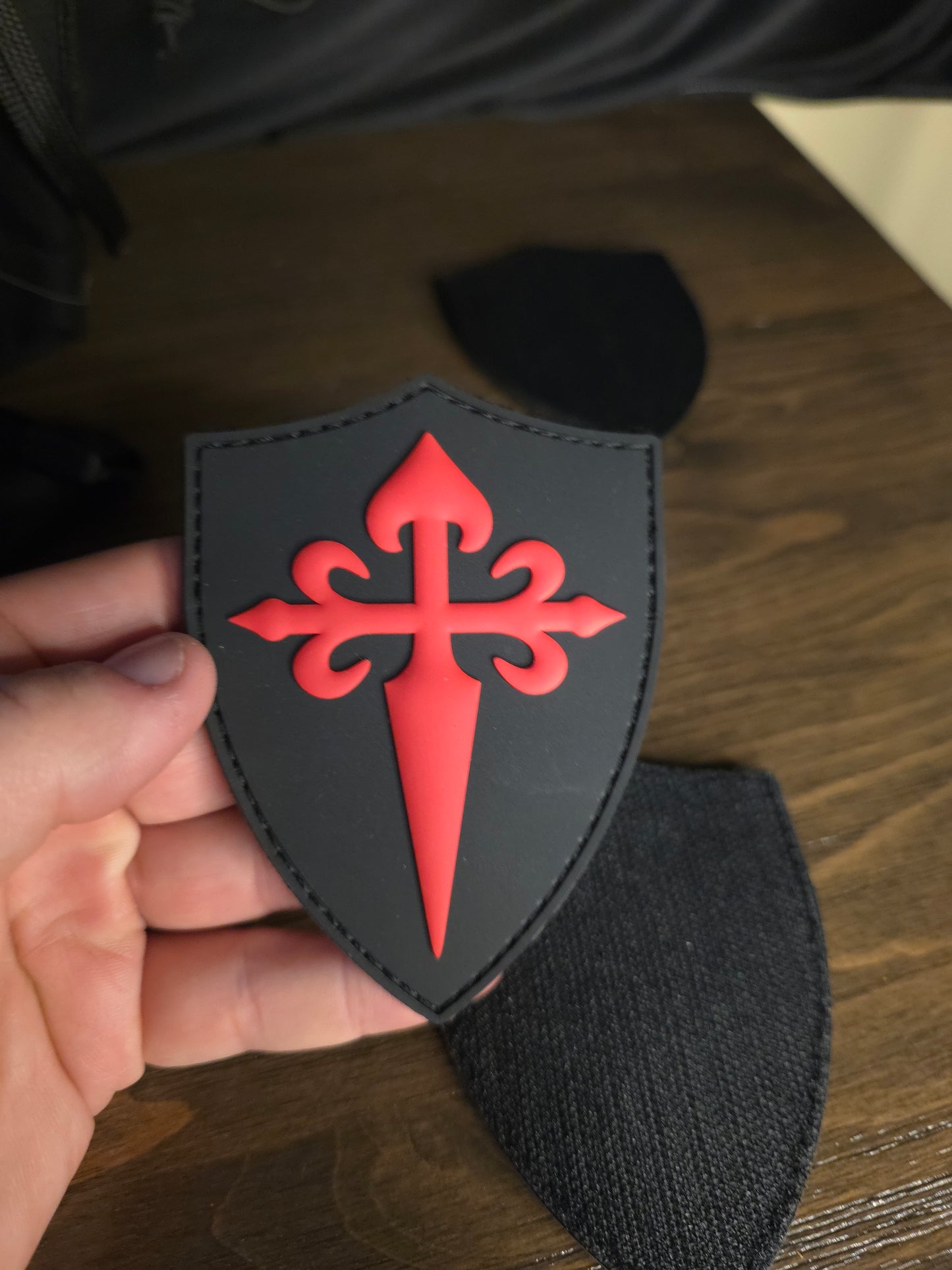 Red Crusader Cross Tactical PVC Patch – Shield Morale Patch – Hook & Loop Backing – Military / EDC Gear