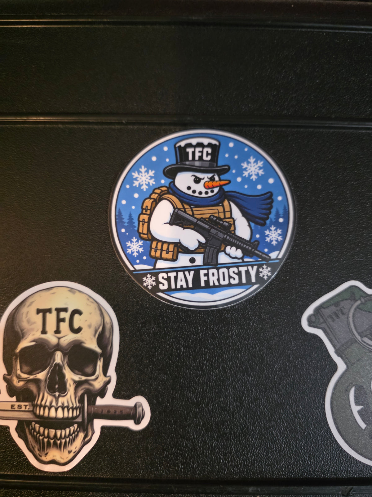 STAY FROSTY | Tactical Snowman Sticker – Military Winter Collection
