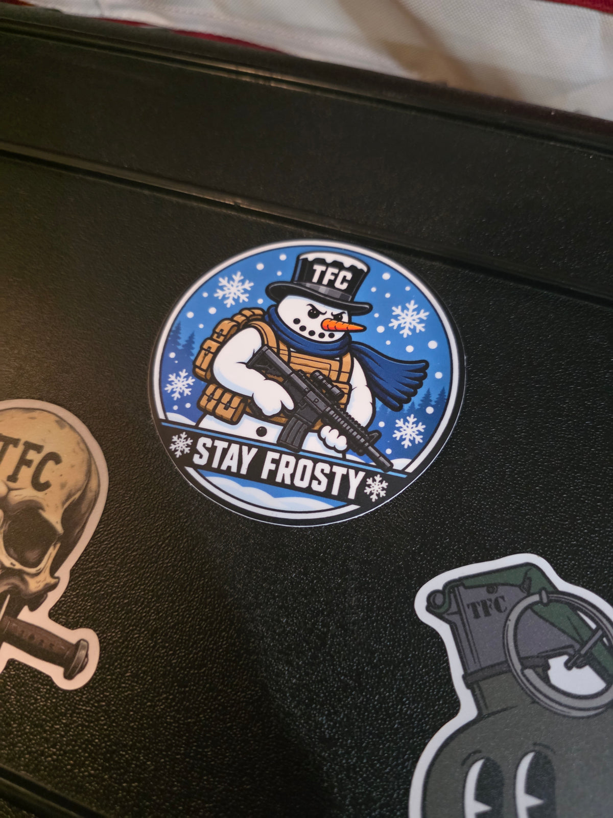 STAY FROSTY | Tactical Snowman Sticker – Military Winter Collection