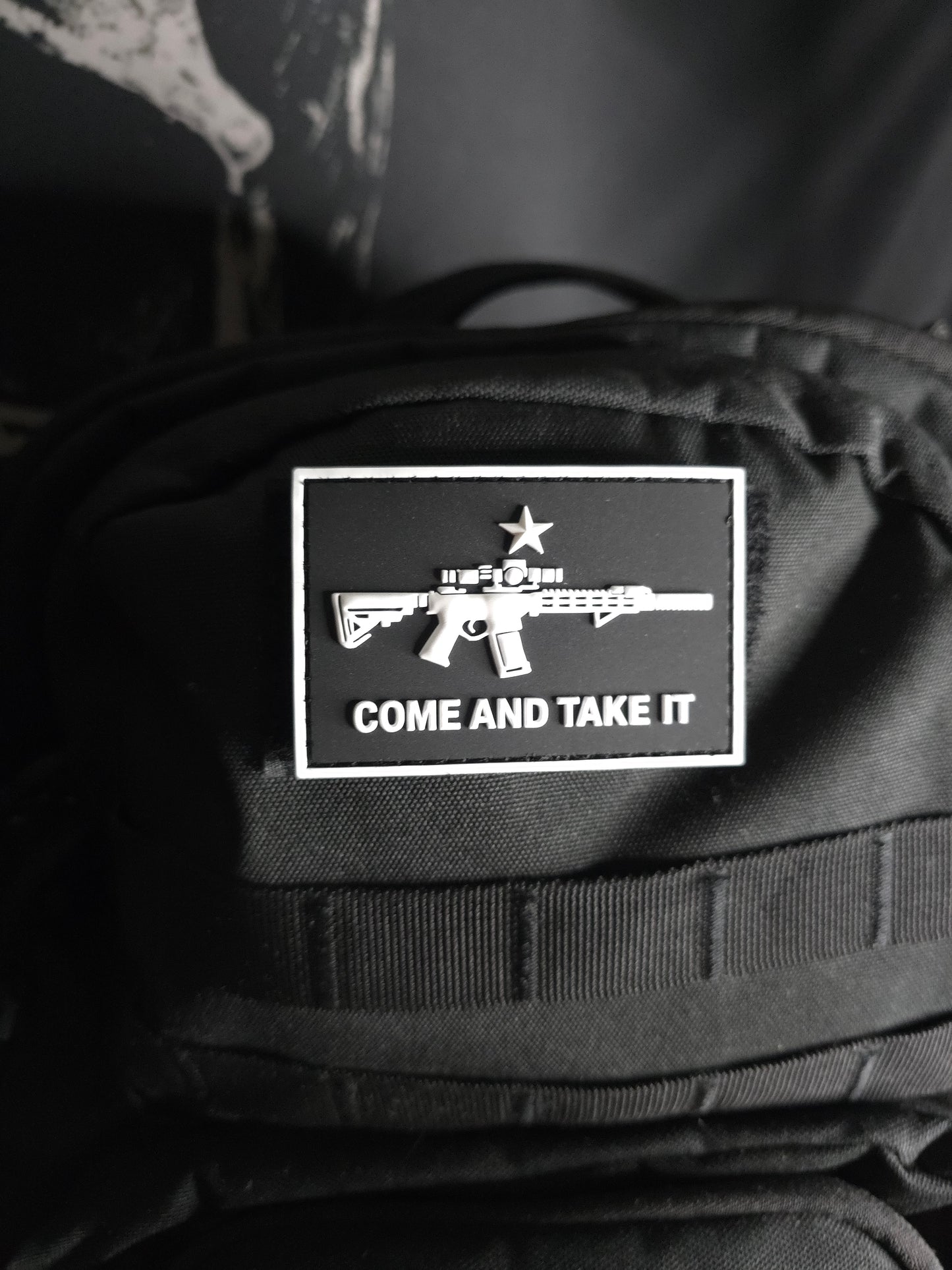 Come and Take It PVC Tactical Morale Patch – Black and White Rifle Gear Patch