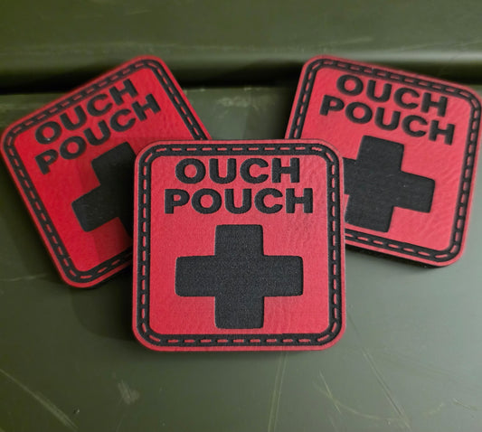 “Ouch Pouch” Leather Medic Patch – Tactical Red Cross First Aid Identifier – Hook Backed for Backpacks, Rigs & Trauma Kits