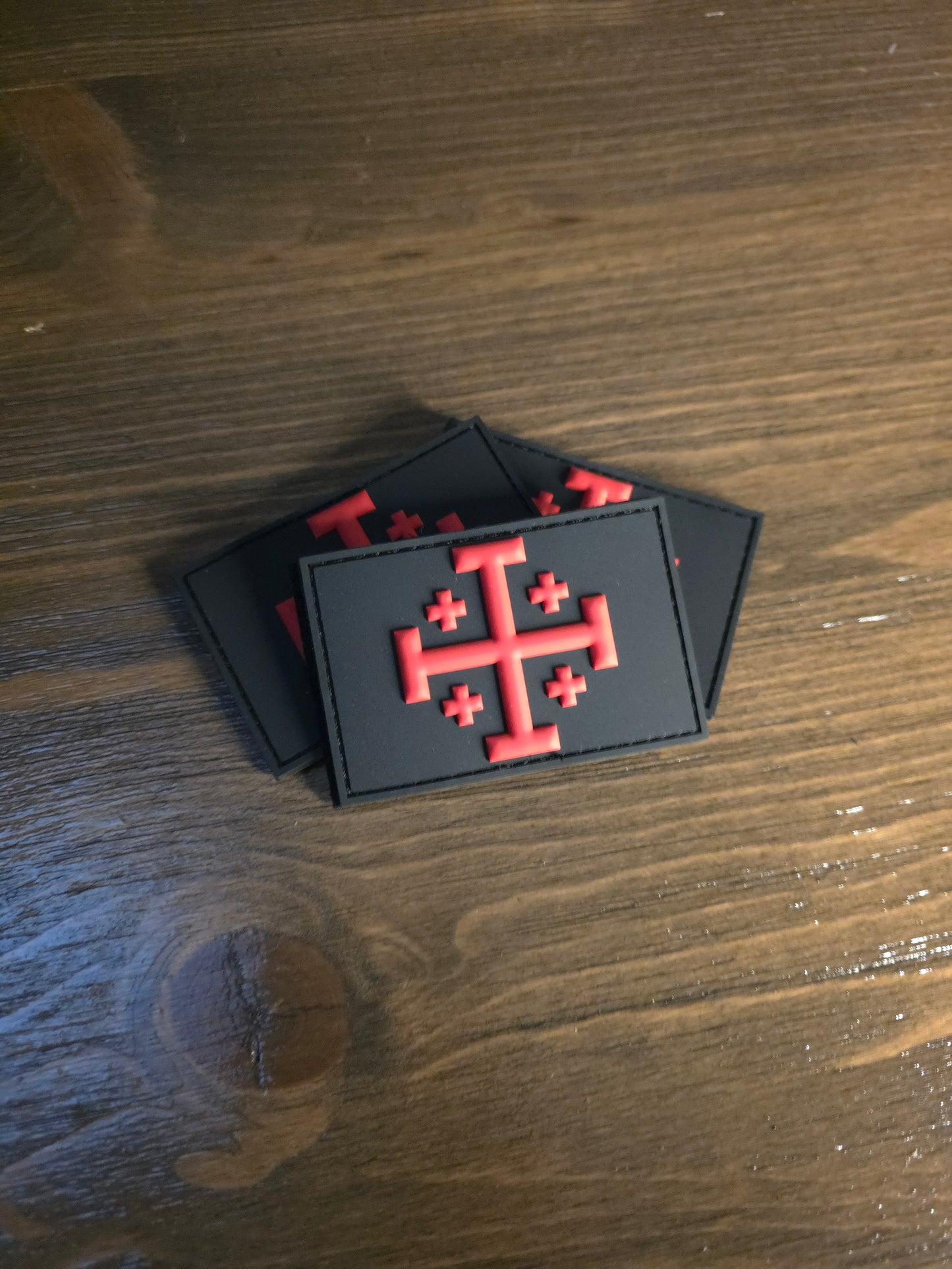 Red Jerusalem Cross Tactical PVC Patch – Velcro Morale Patch for Backpacks, Vests & EDC Gear