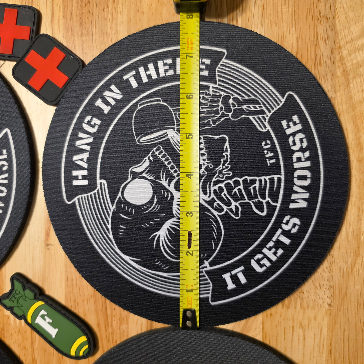Funny Tactical & Firefighter Round Mouse Pads | Military, Dark Humor & Office Desk Gifts