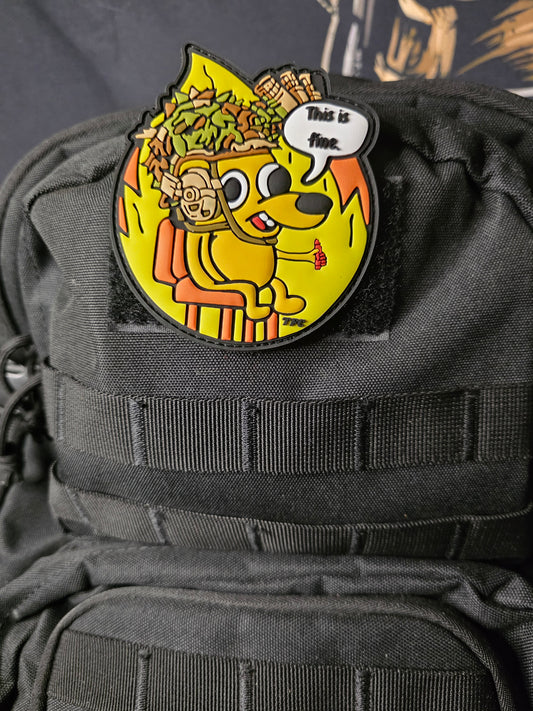 This Is Fine Tactical Patch – Funny Crayon Eater Morale Patch | Hook & Loop | Military Humor Gear Gift