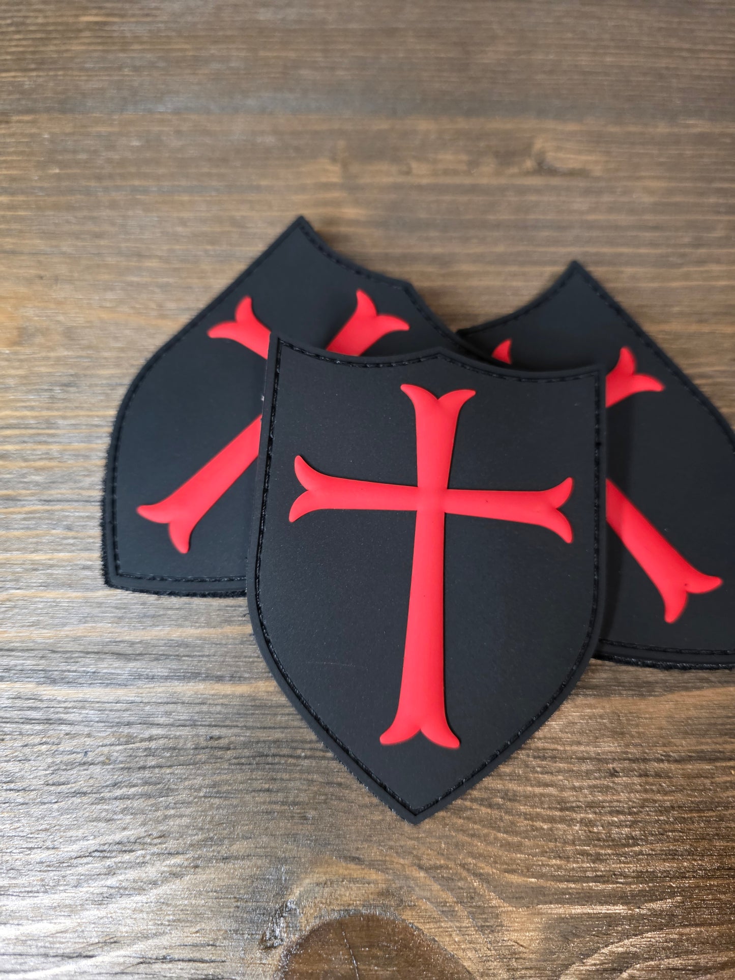 Crusader Shield Patch – Red Cross PVC Morale Patch | Tactical Hook & Loop Emblem for Bags, Vests & Gear