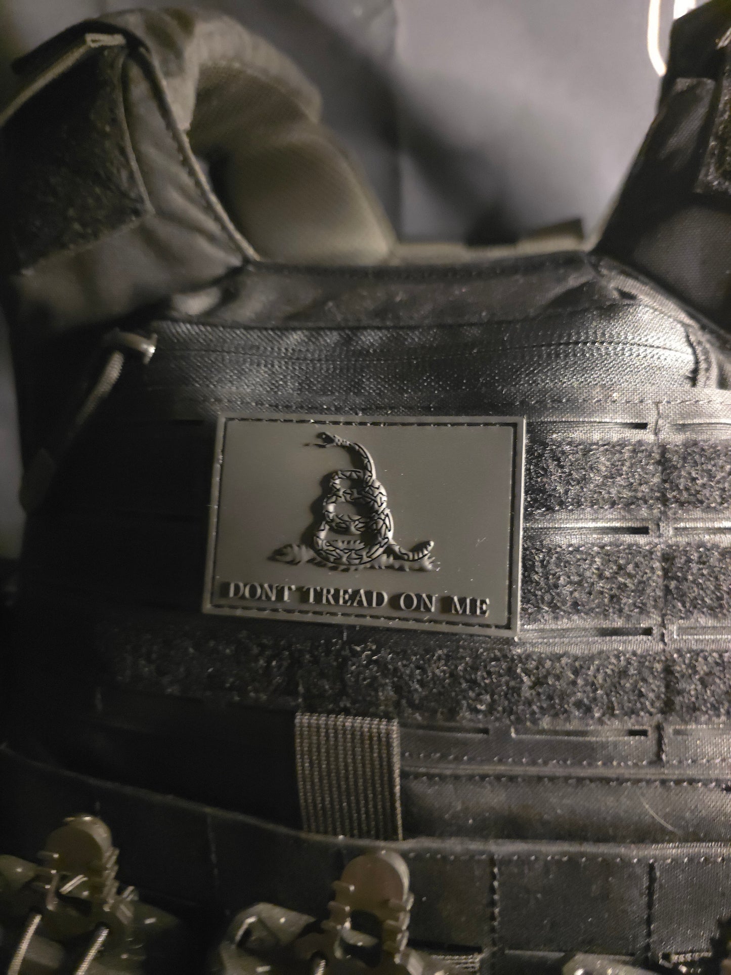 Black Don’t Tread On Me PVC Patch – Tactical Morale Patch for Gear, Range Bags, Vests