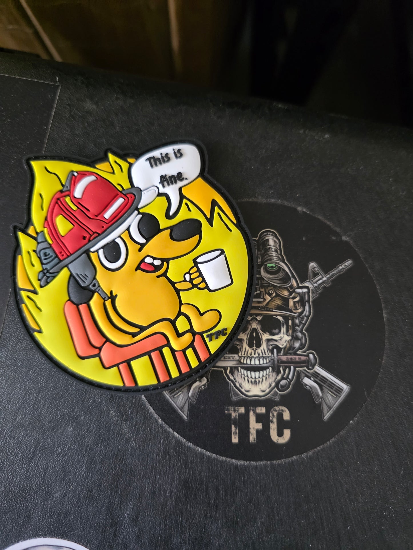 This Is Fine Firefighter Patch – Funny Firefighter Morale Patch | Hook & Loop | Perfect for Gear, Hats & Uniforms | TFC Tactical Humor Series