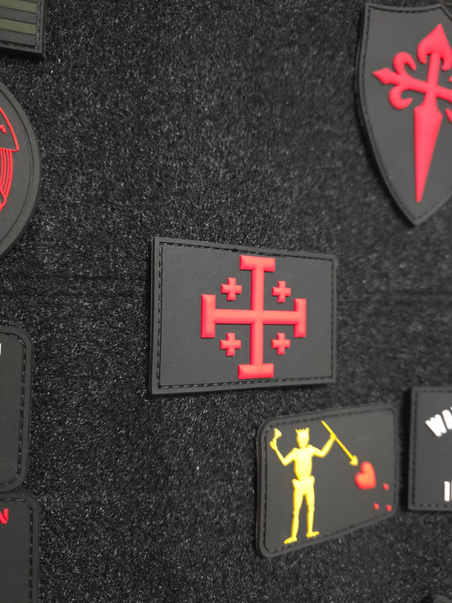 Red Jerusalem Cross Tactical PVC Patch – Velcro Morale Patch for Backpacks, Vests & EDC Gear