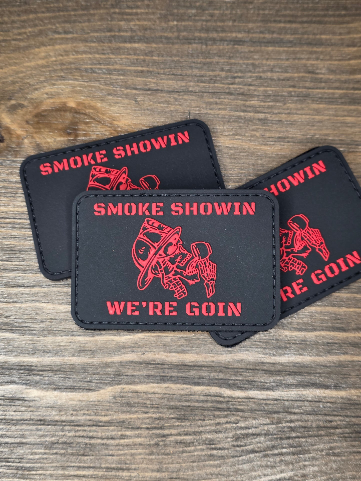SMOKE SHOWIN Patch – Firefighter Morale Patch | Hook & Loop Backing | Bold Red Tactical Gear for Firefighters, EDC Bags & Gear