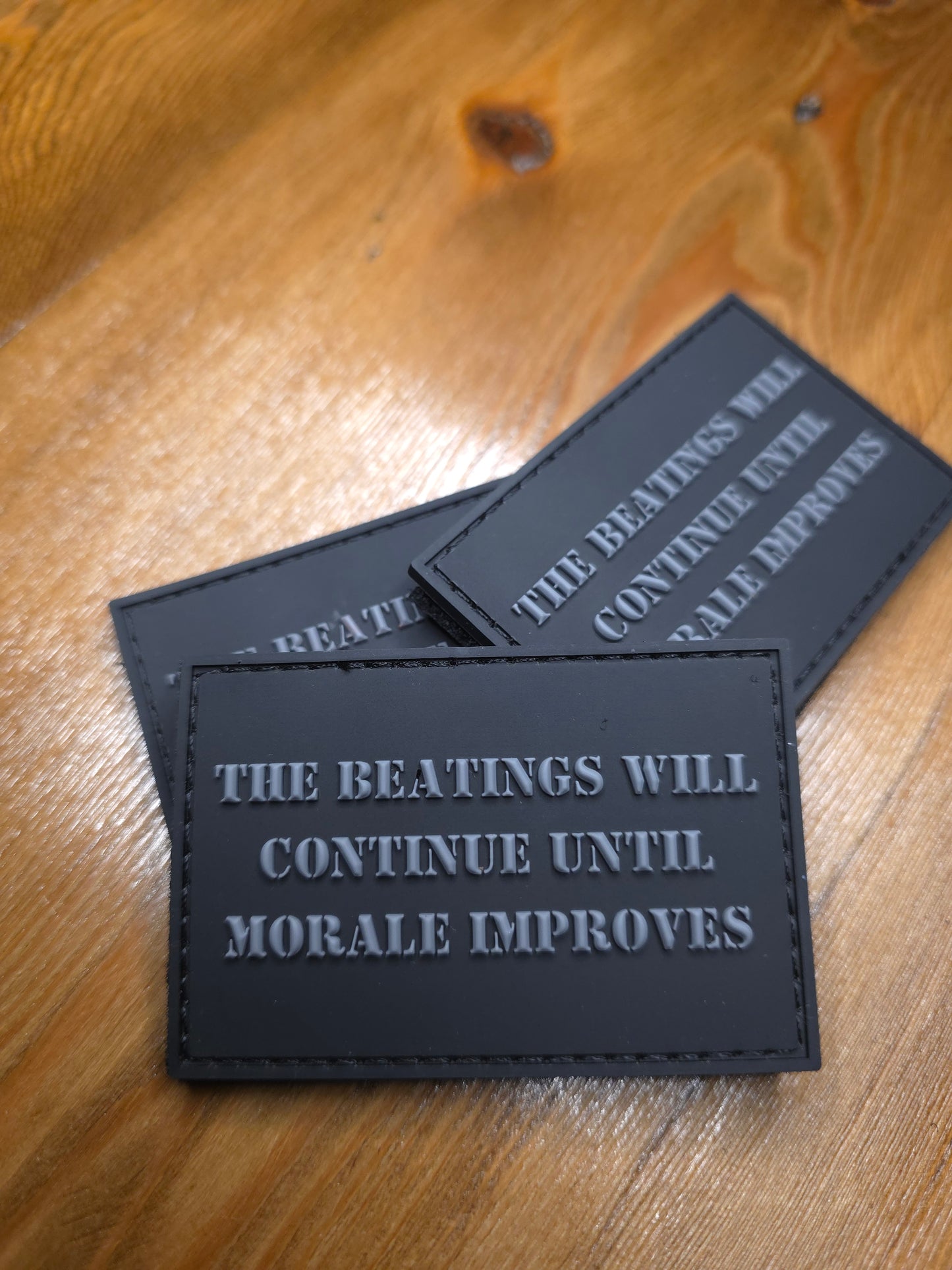 The Beatings Will Continue Until Morale Improves Patch – Tactical PVC Morale Patch – Funny Military Humor Gear