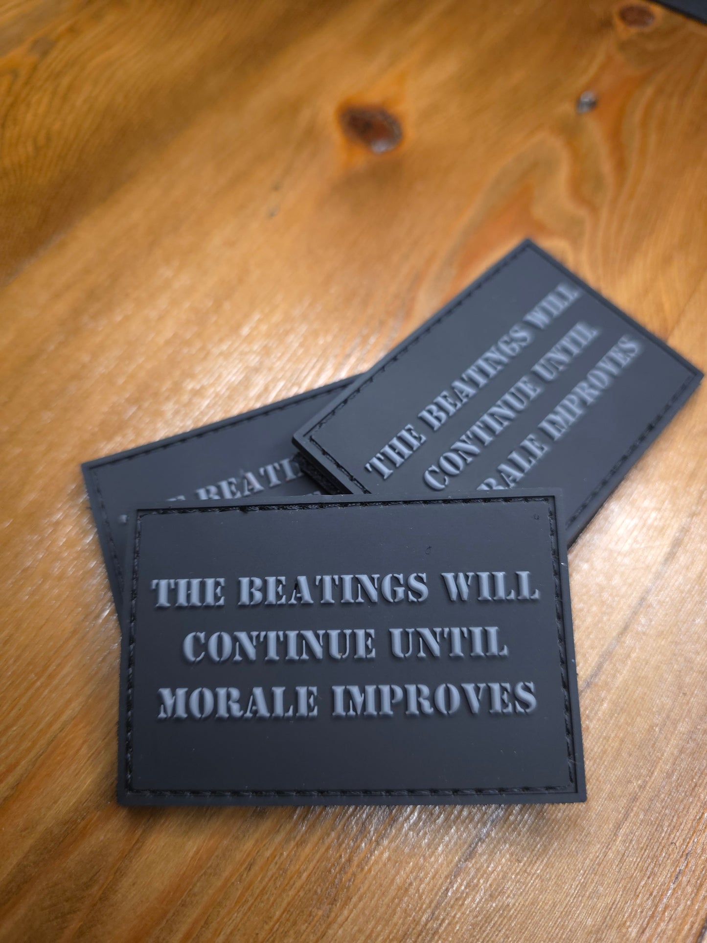 The Beatings Will Continue Until Morale Improves Patch – Tactical PVC Morale Patch – Funny Military Humor Gear