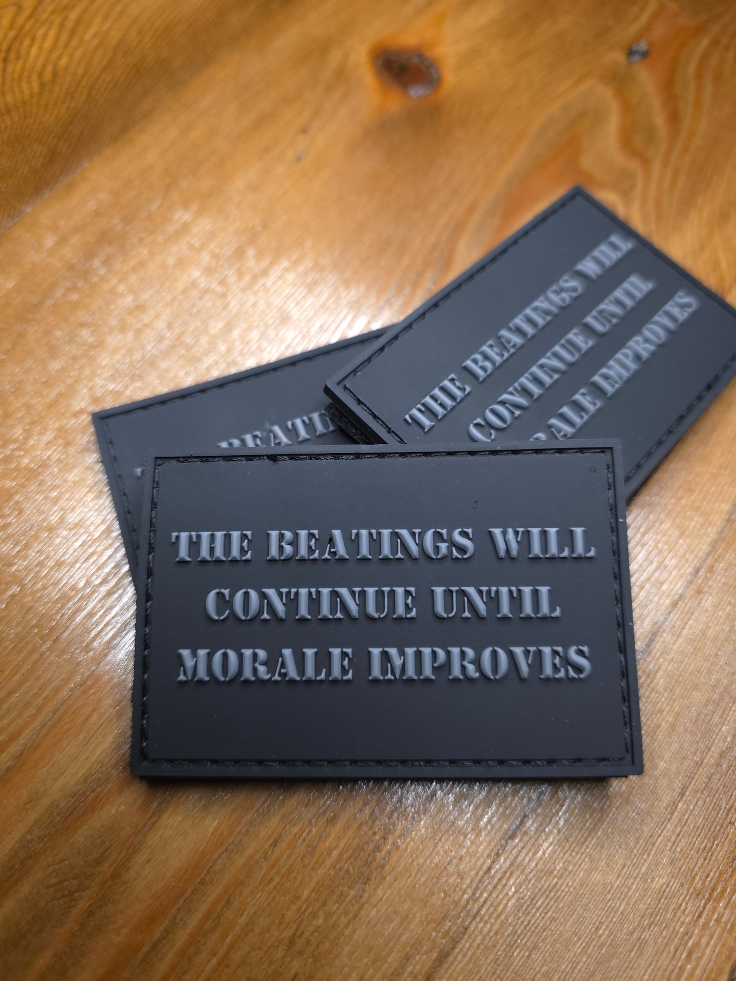 The Beatings Will Continue Until Morale Improves Patch – Tactical PVC Morale Patch – Funny Military Humor Gear