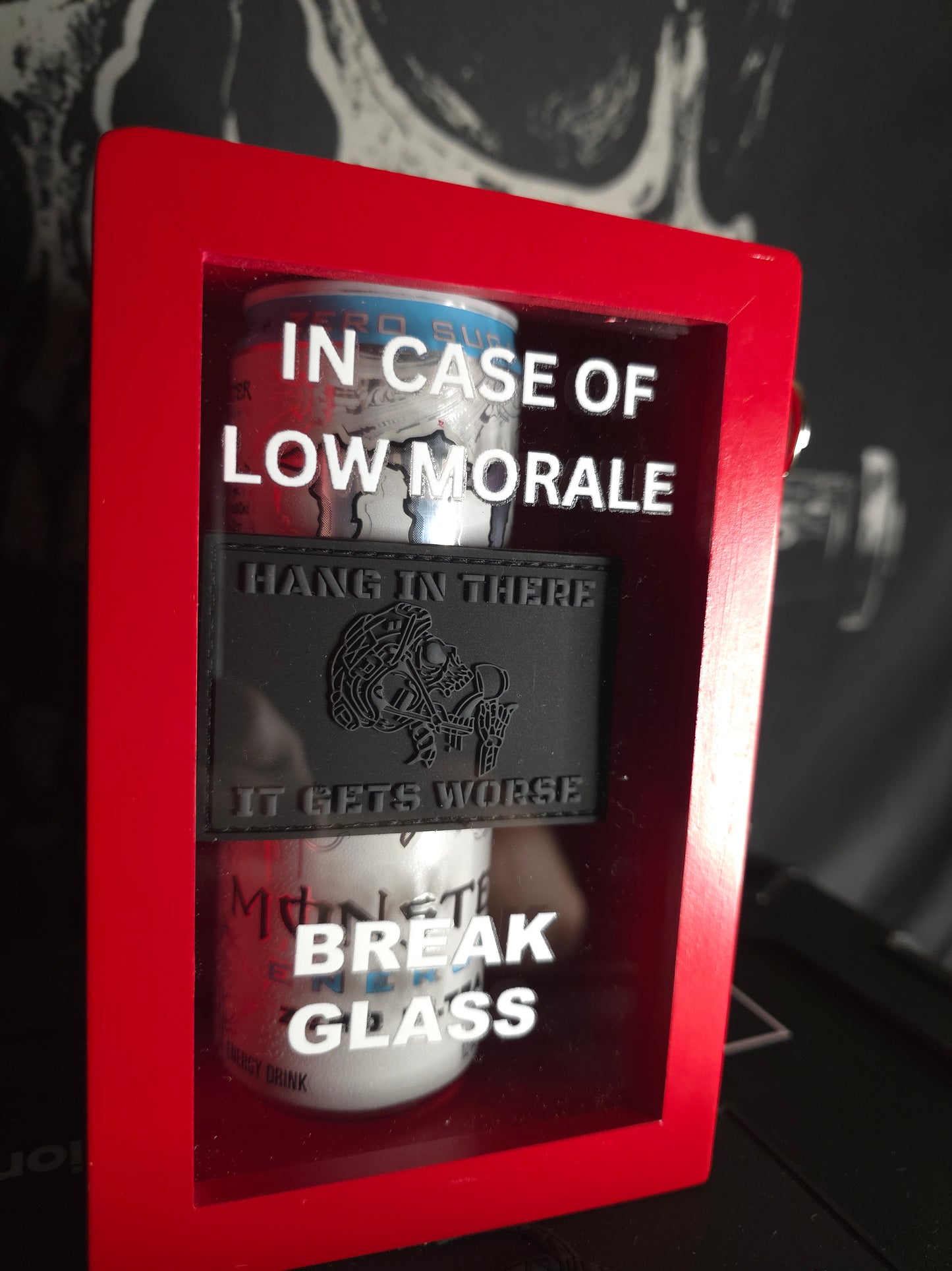 Emergency Morale Box, comes with 1 “Hang In There — It Gets Worse” patch, Pre-Sale, Ships May 1