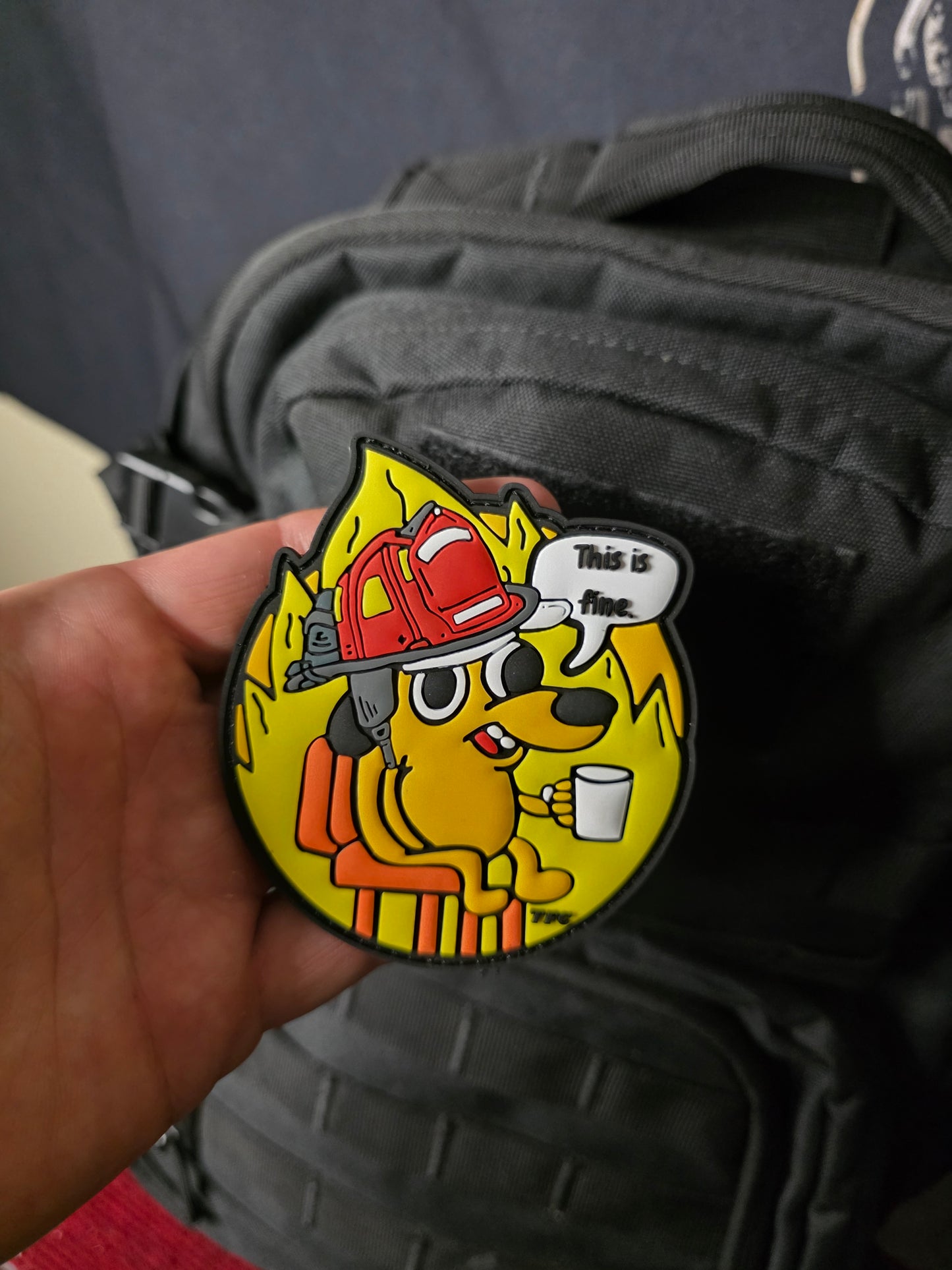This Is Fine Firefighter Patch – Funny Firefighter Morale Patch | Hook & Loop | Perfect for Gear, Hats & Uniforms | TFC Tactical Humor Series