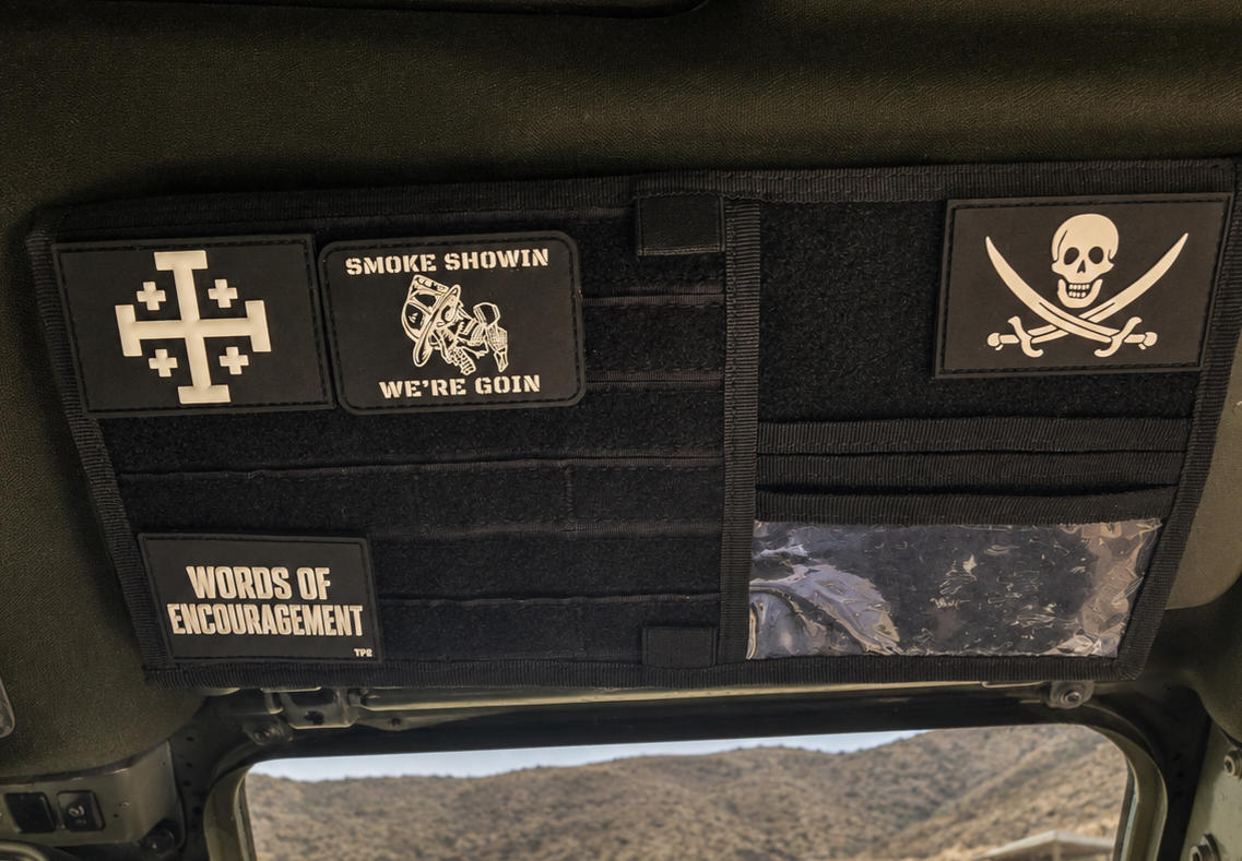 Tactical Sunvisor Organizer, Molle Mounts, ID Holder, 2-Sided