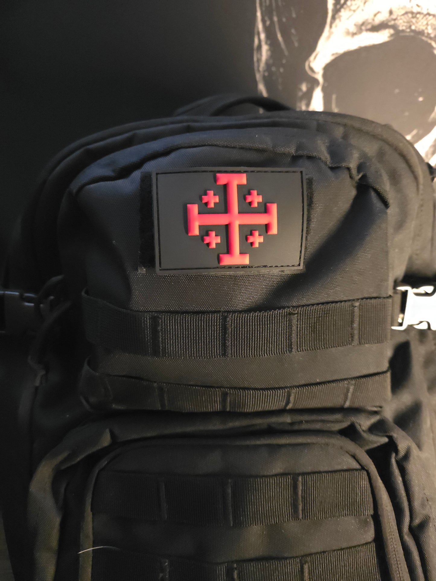 Red Jerusalem Cross Tactical PVC Patch – Velcro Morale Patch for Backpacks, Vests & EDC Gear
