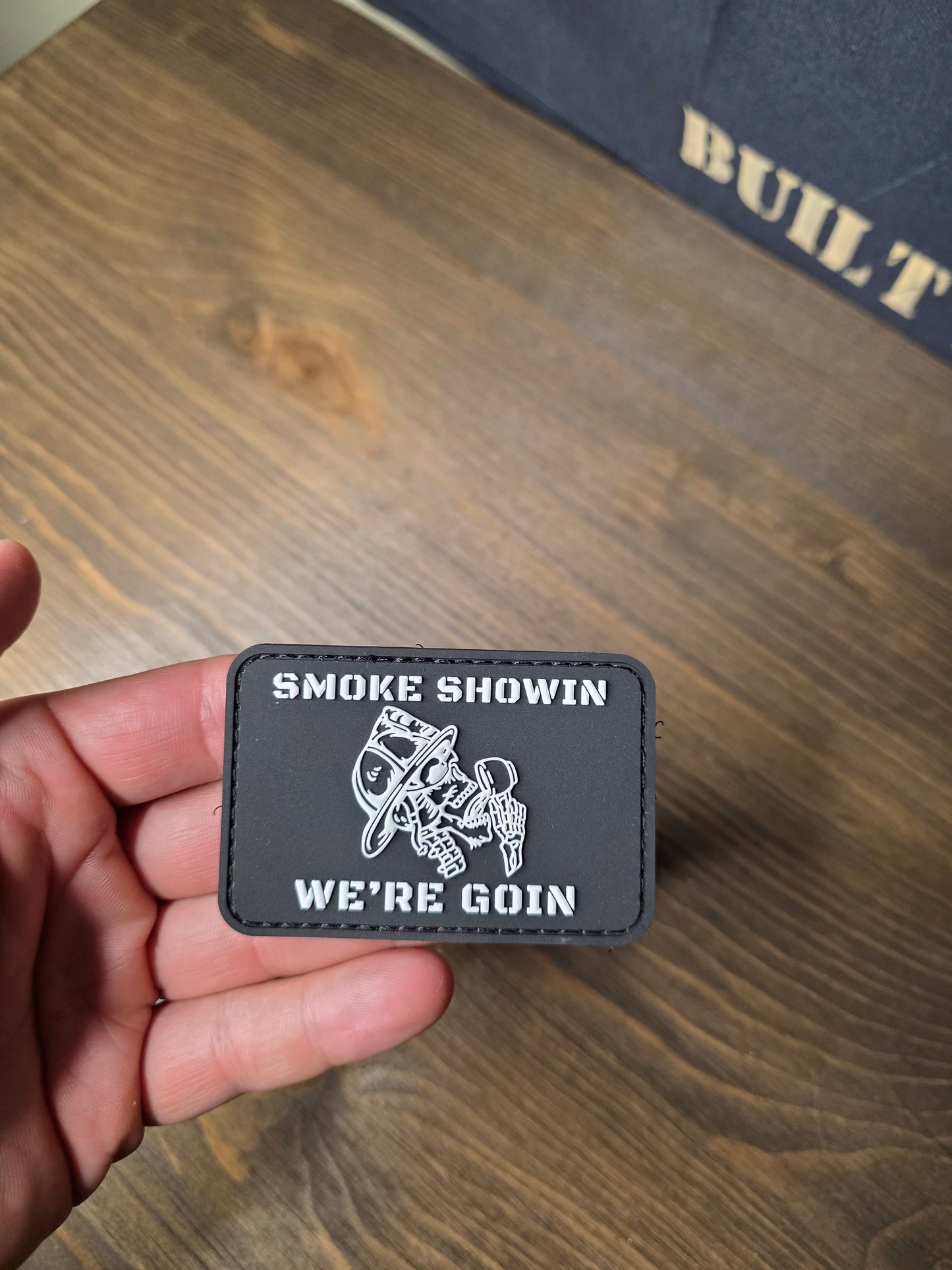 SMOKE SHOWIN Patch – Firefighter Morale Patch | Hook & Loop Backing | Bold Red Tactical Gear for Firefighters, EDC Bags & Gear