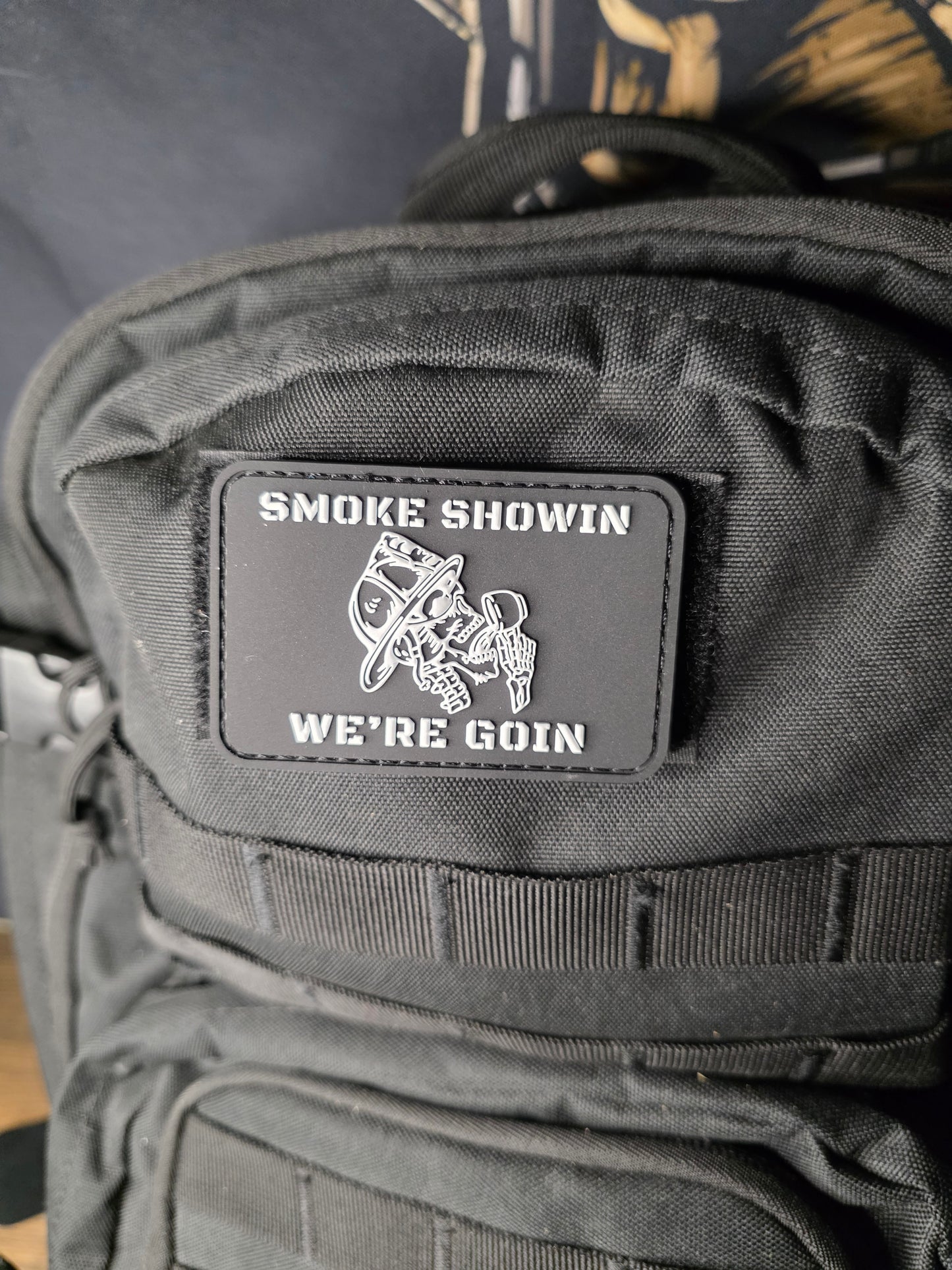 SMOKE SHOWIN Patch – Firefighter Morale Patch | Hook & Loop Backing | Bold Red Tactical Gear for Firefighters, EDC Bags & Gear