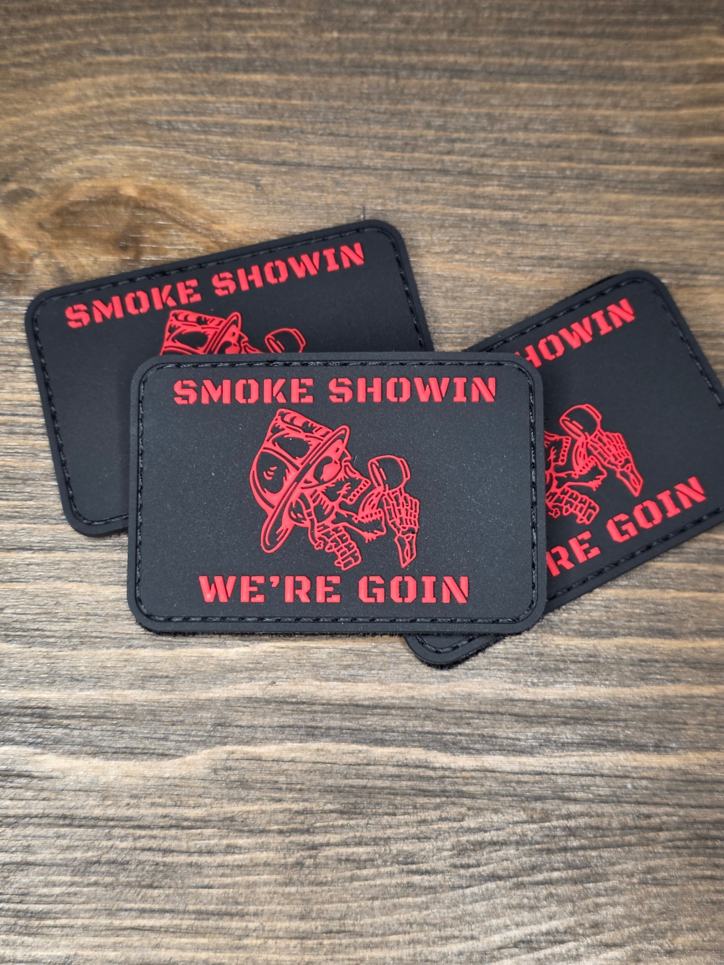 SMOKE SHOWIN Patch – Firefighter Morale Patch | Hook & Loop Backing | Bold Red Tactical Gear for Firefighters, EDC Bags & Gear
