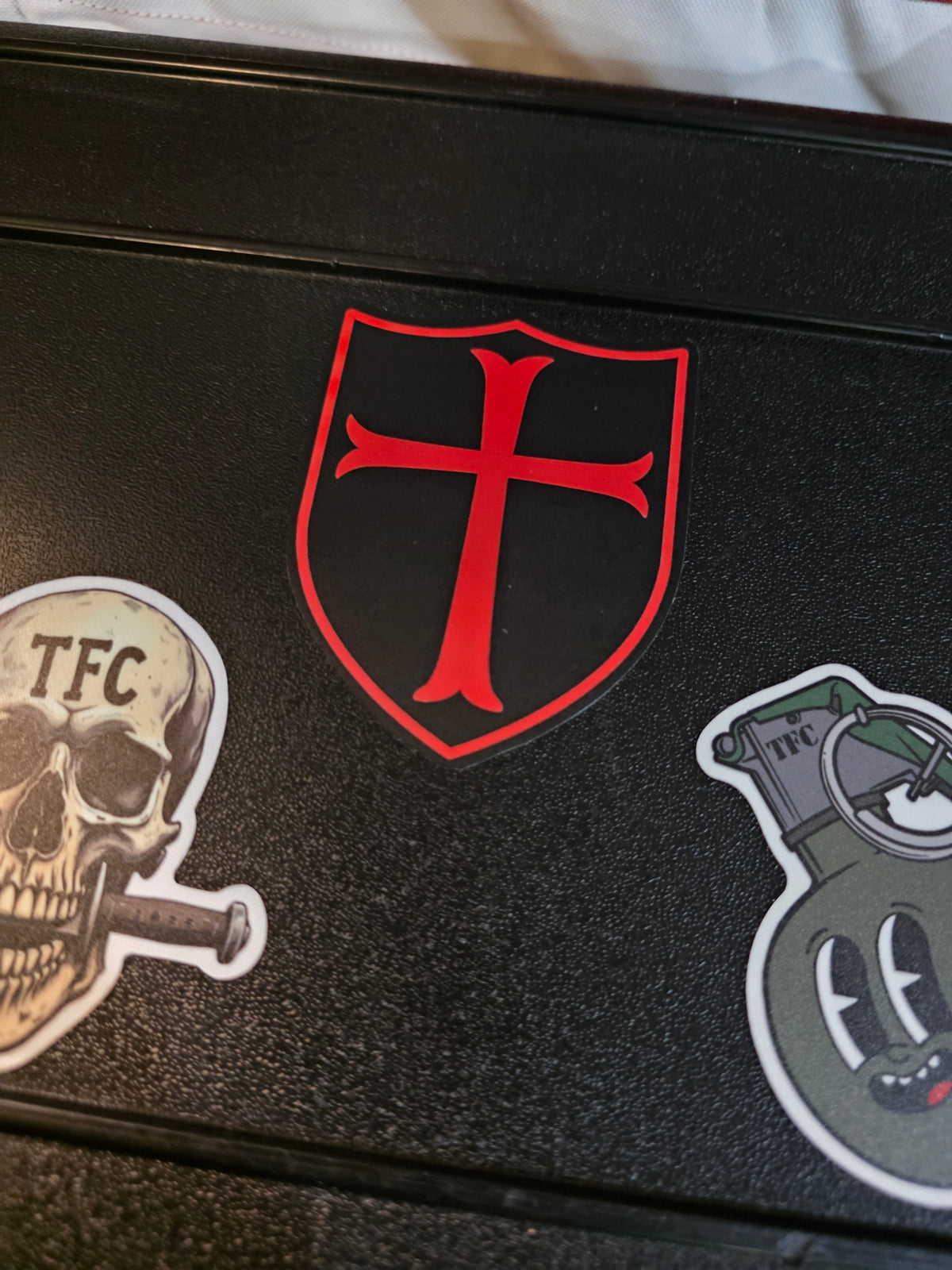 Knights Templar Shield Vinyl Sticker – Red Crusader Cross | 3" x 3"