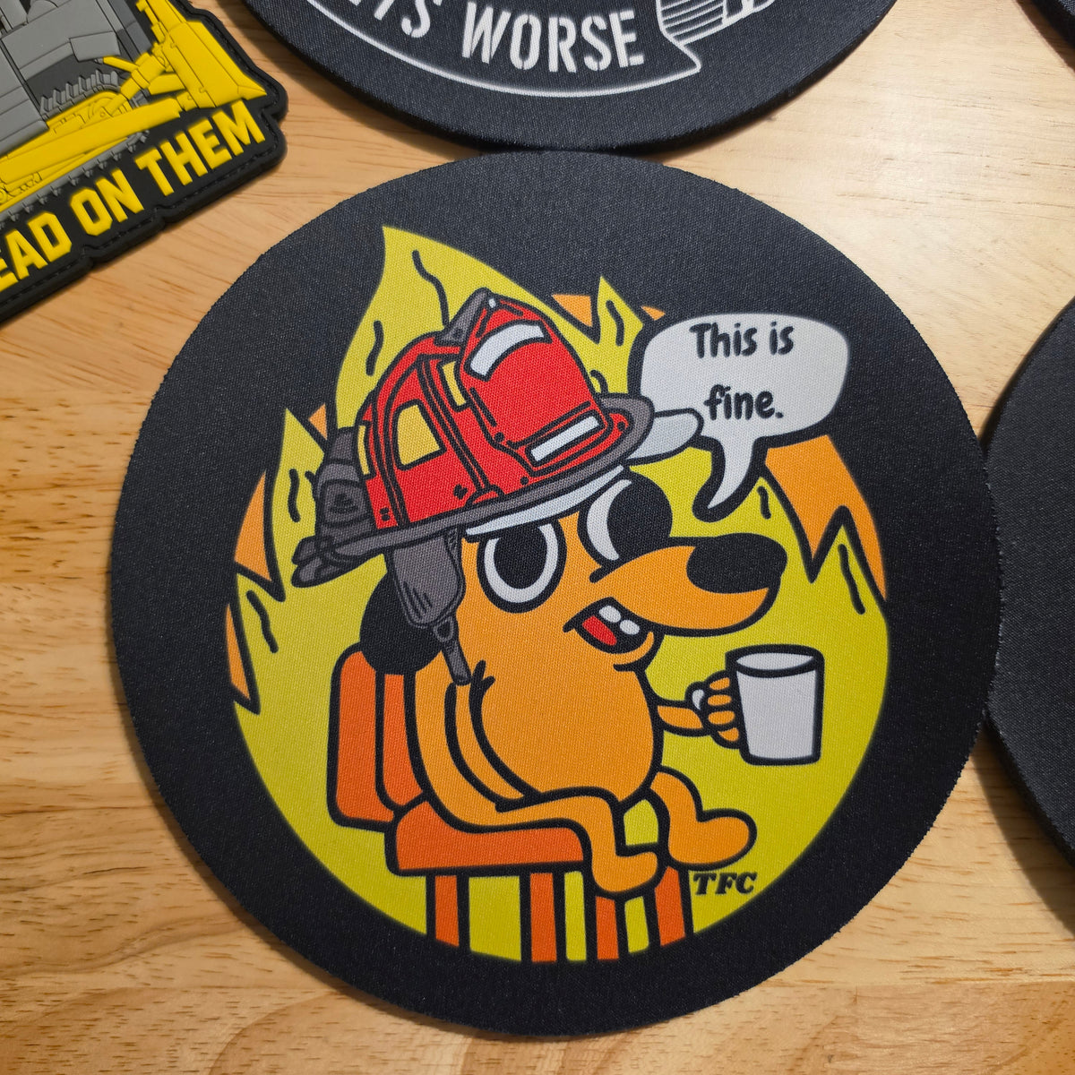Funny Tactical & Firefighter Round Mouse Pads | Military, Dark Humor & Office Desk Gifts