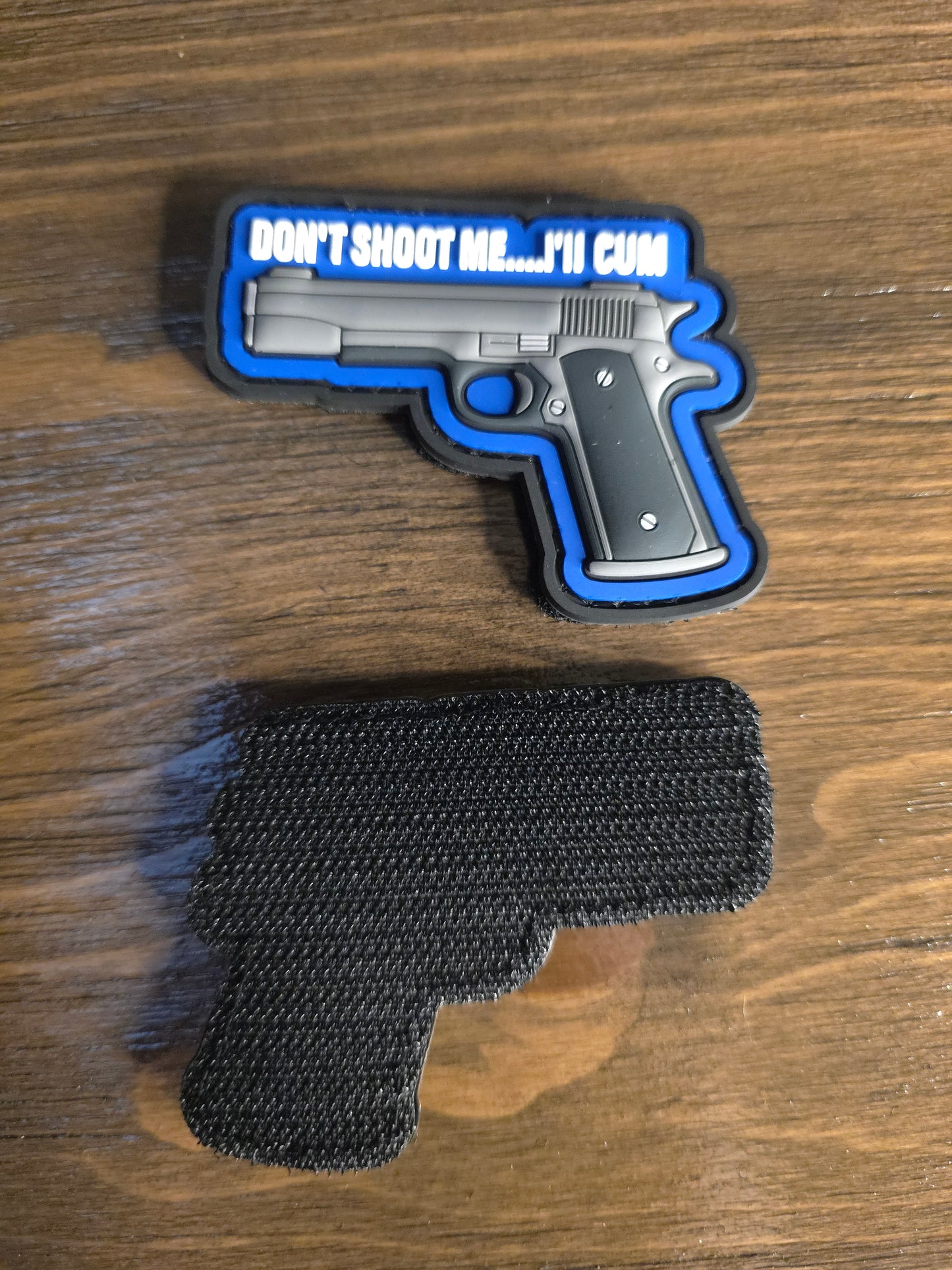 Funny PVC Morale Patch – Don't Shoot Me I'll Cum, Durable Hook & Loop Gear Patch for Bags, Vests & Jackets
