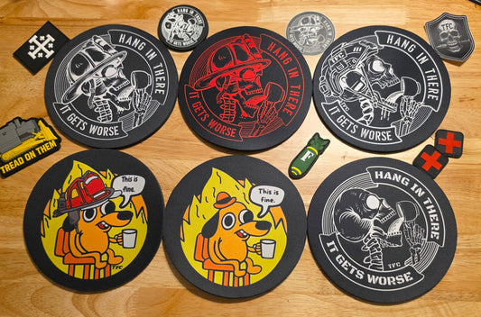 Funny Tactical & Firefighter Round Mouse Pads | Military, Dark Humor & Office Desk Gifts