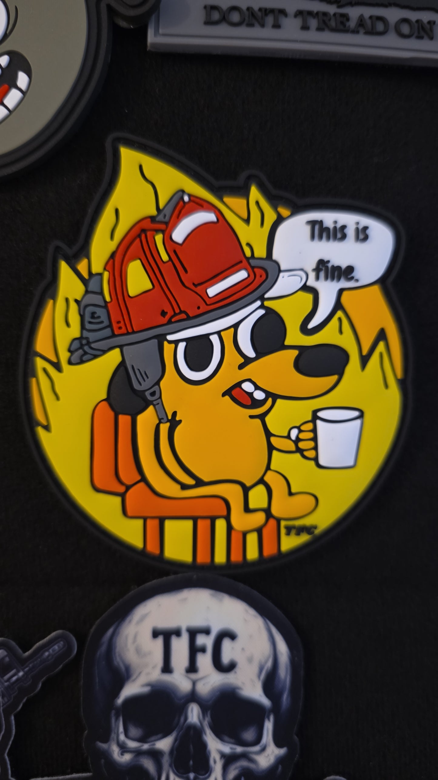 This Is Fine Firefighter Patch – Funny Firefighter Morale Patch | Hook & Loop | Perfect for Gear, Hats & Uniforms | TFC Tactical Humor Series