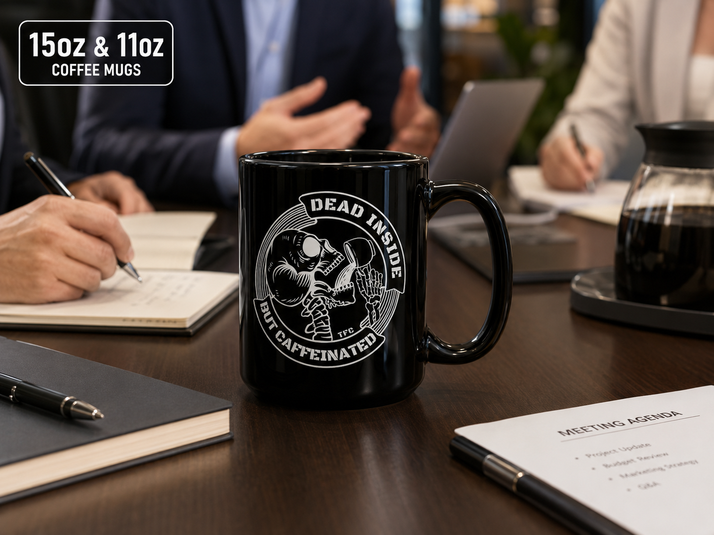Dead Inside But Caffeinated Coffee Mug — Funny Skeleton Coffee Mug (11oz & 15oz)