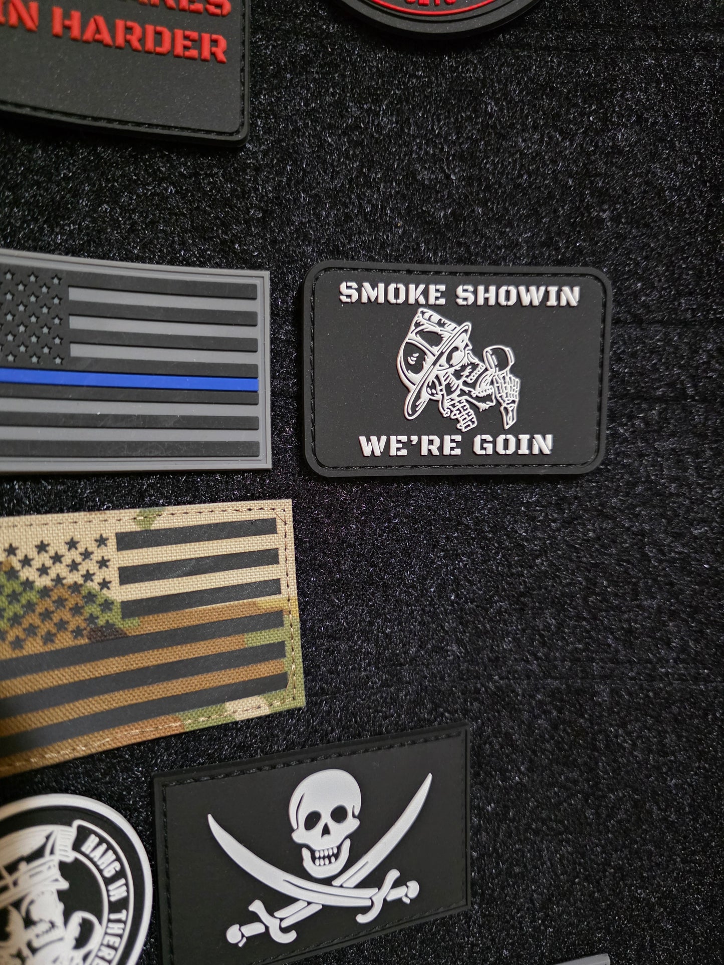 SMOKE SHOWIN Patch – Firefighter Morale Patch | Hook & Loop Backing | Bold Red Tactical Gear for Firefighters, EDC Bags & Gear