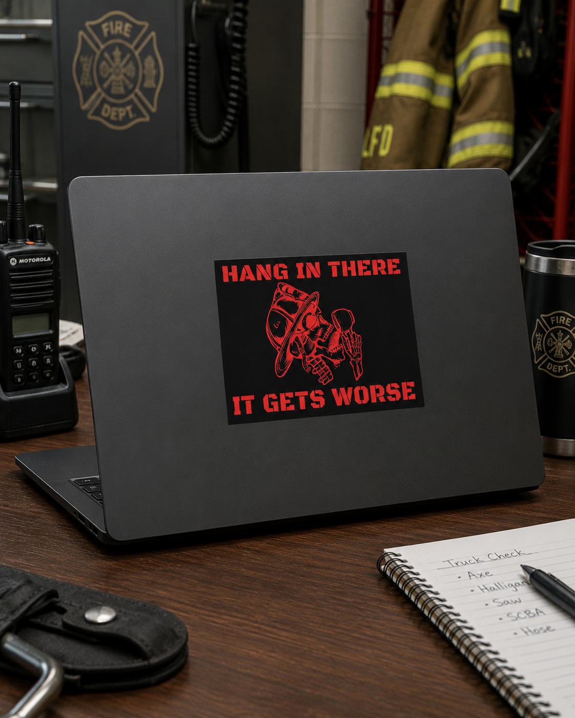 Hang In There, It Gets Worse Firefighter Vinyl Sticker Packs