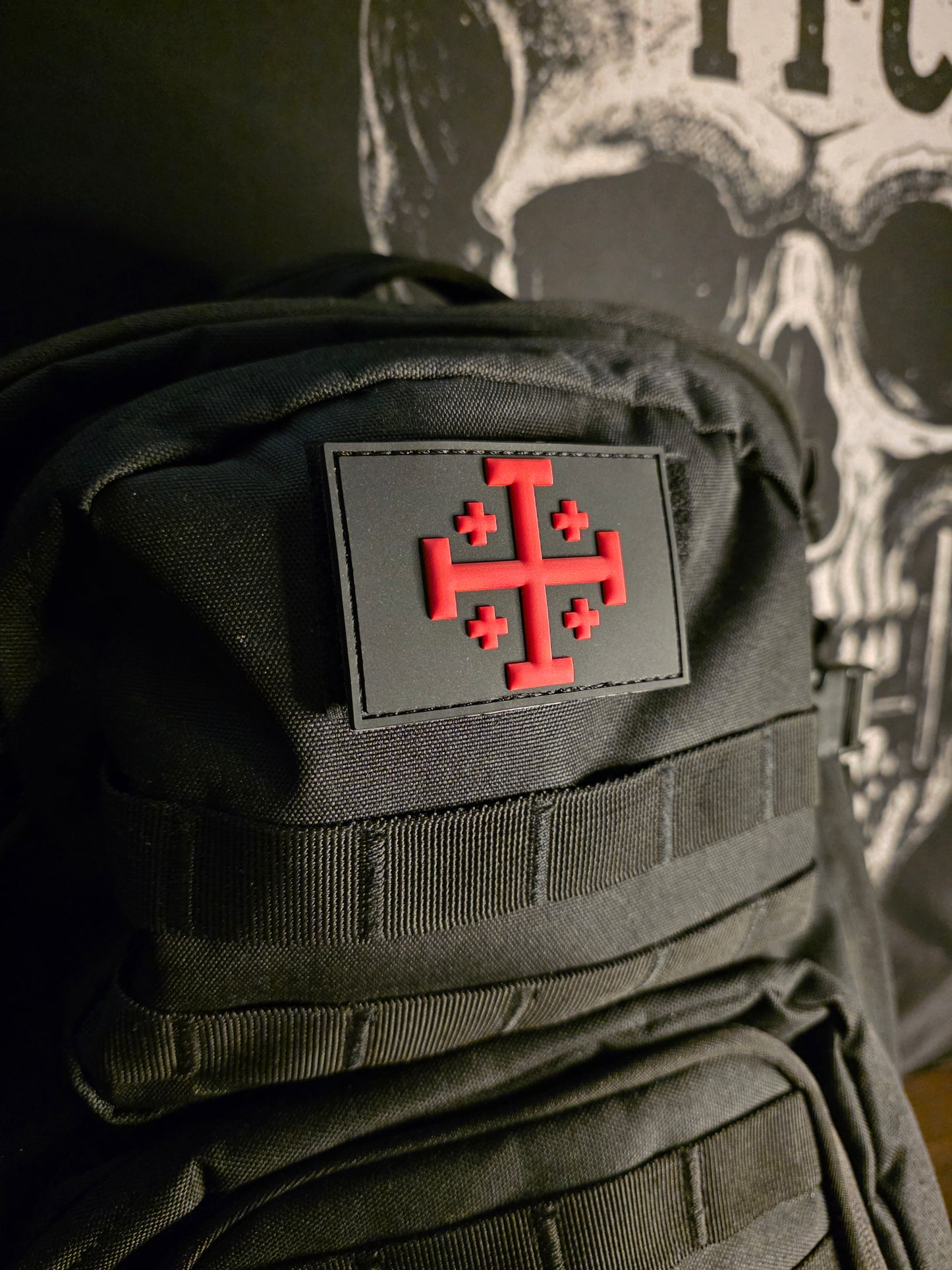 Red Jerusalem Cross Tactical PVC Patch – Velcro Morale Patch for Backpacks, Vests & EDC Gear