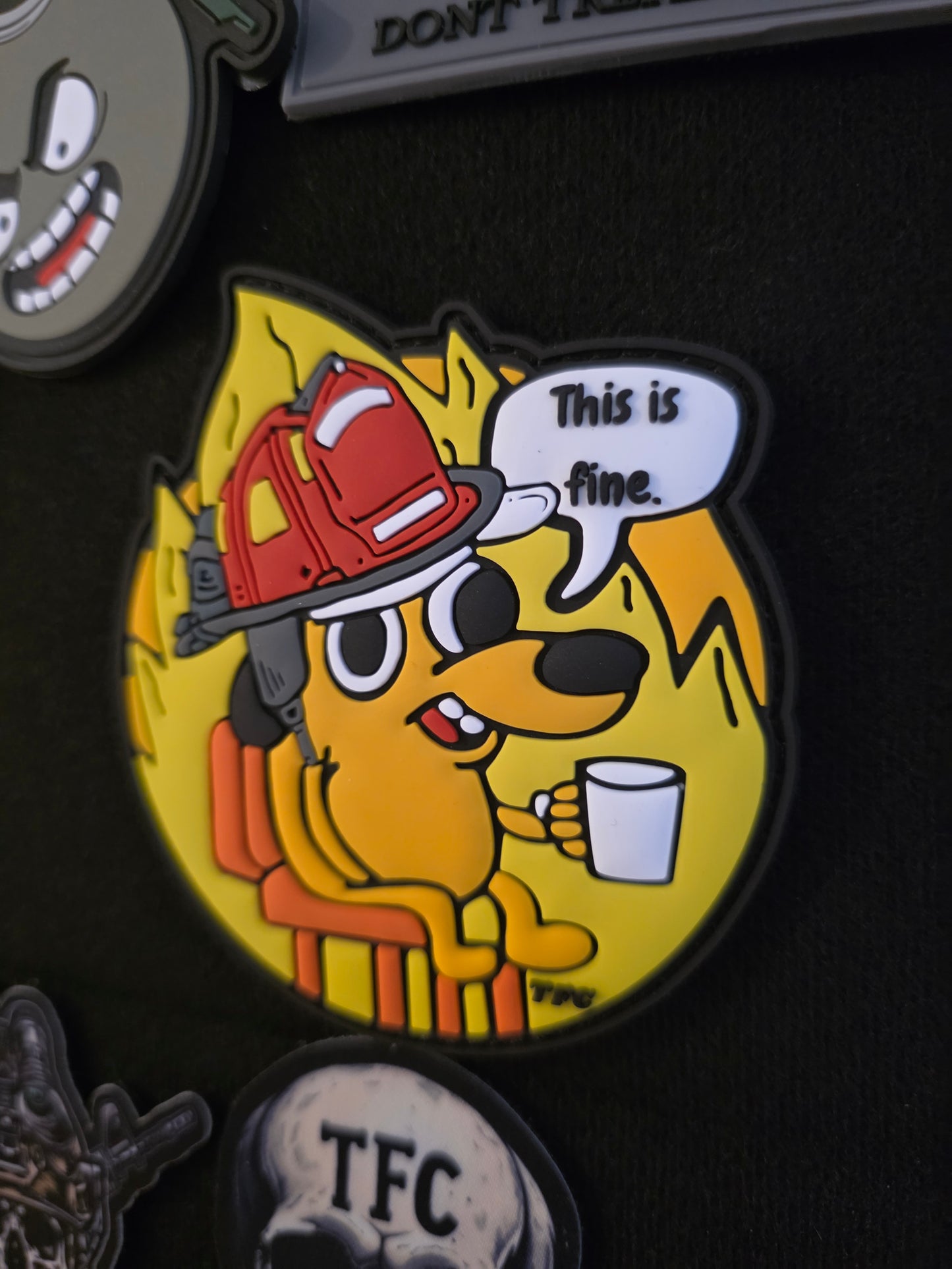 This Is Fine Firefighter Patch – Funny Firefighter Morale Patch | Hook & Loop | Perfect for Gear, Hats & Uniforms | TFC Tactical Humor Series