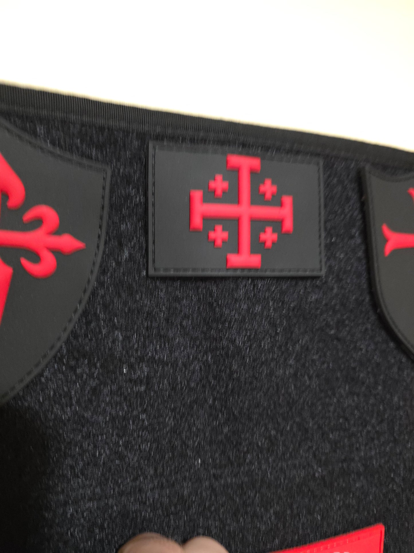 Red Jerusalem Cross Tactical PVC Patch – Velcro Morale Patch for Backpacks, Vests & EDC Gear