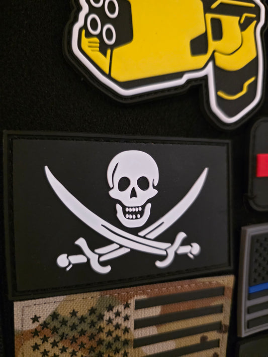 Jolly Roger Pirate Skull & Crossed Swords PVC Patch – Tactical Hook & Loop Morale Patch