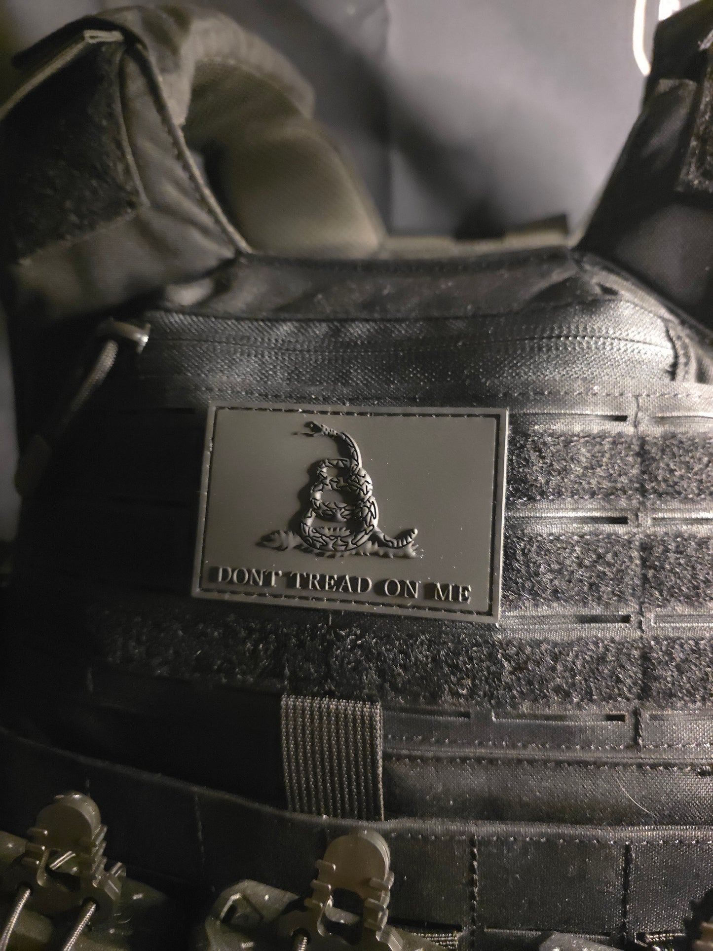 Black Don’t Tread On Me PVC Patch – Tactical Morale Patch for Gear, Range Bags, Vests