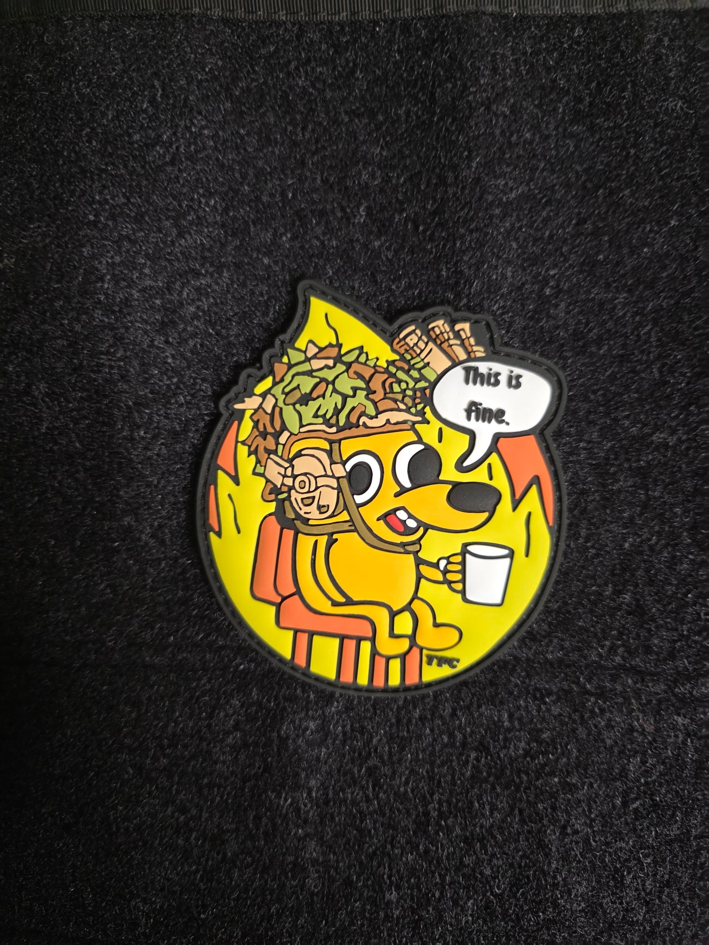 This Is Fine Tactical Patch – Military Meme Morale Patch | Hook & Loop | Funny Soldier Gift | Tactical Gear Humor