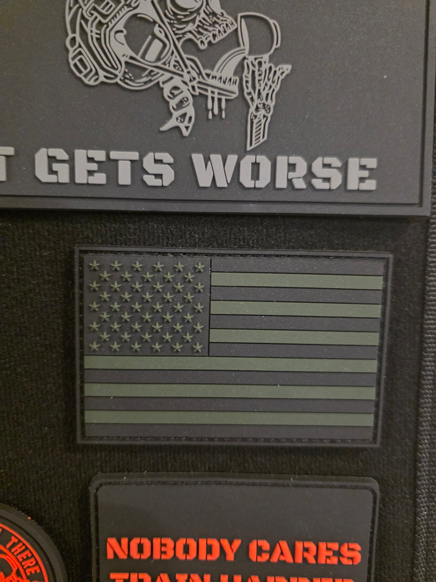 Tactical Subdued U.S. Flag – Black & OD Green Hook and Loop Patch