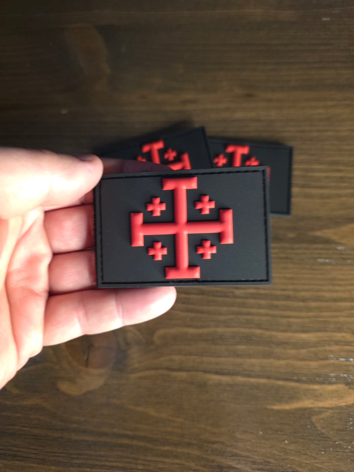 Red Jerusalem Cross Tactical PVC Patch – Velcro Morale Patch for Backpacks, Vests & EDC Gear